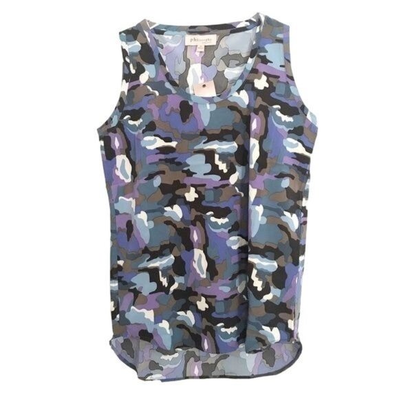 PHILOSOPHY Purple Camo Sleeveless Tank Top Size Small - Picture 1 of 3